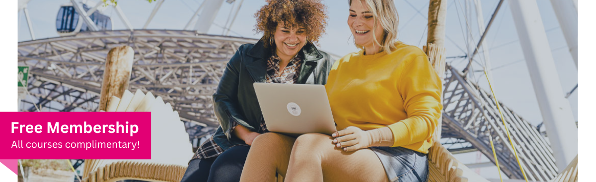 two ladies in flat knit compression on computer